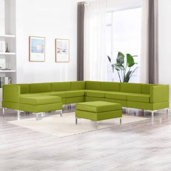 9-dijelni set sofa od tkanine zeleni