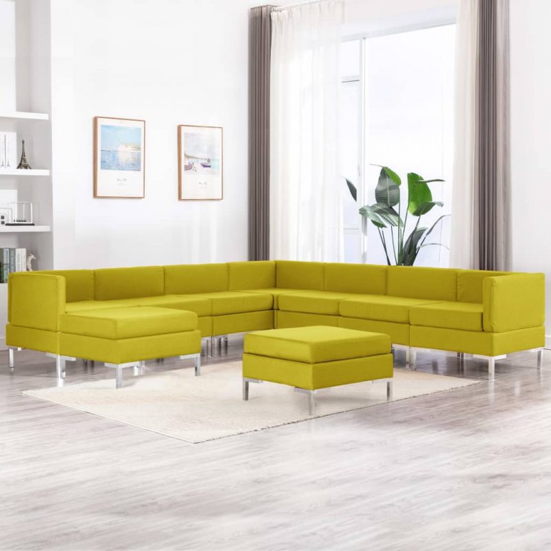 9-dijelni set sofa od tkanine žuti