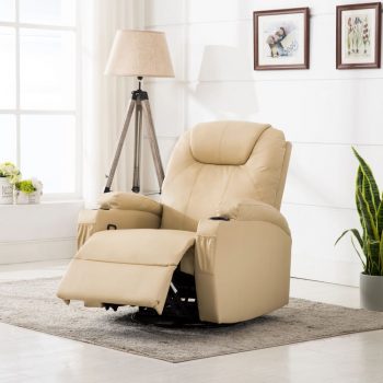 Električna ljuljajuća fotelja za masažu od umjetne kože krem