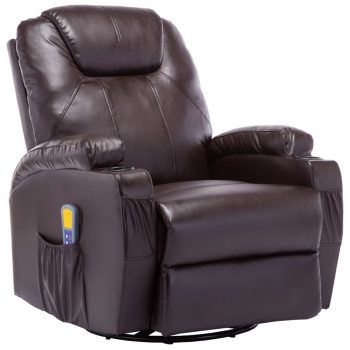 Električna ljuljajuća fotelja za masažu od umjetne kože smeđa