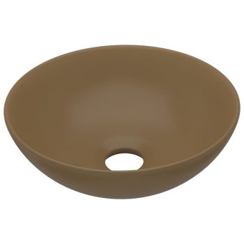 Kupaonski umivaonik od keramike mat krem okrugli