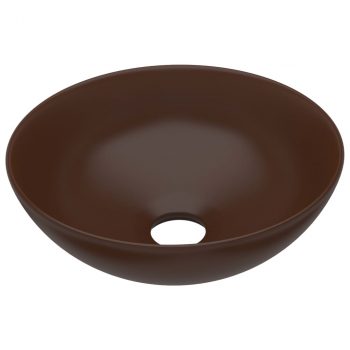 Kupaonski umivaonik od keramike tamnosmeđi okrugli