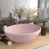 Luksuzni ovalni umivaonik mat ružičasti 40 x 33 cm keramički