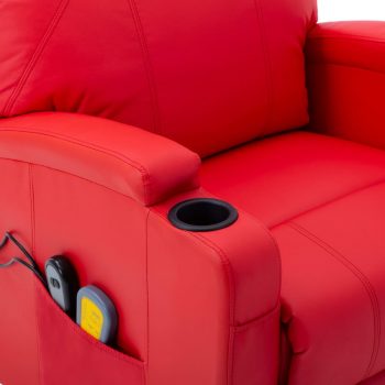Masažna fotelja na podizanje od umjetne kože crvena