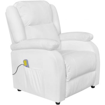 Masažna fotelja od umjetne kože bijela