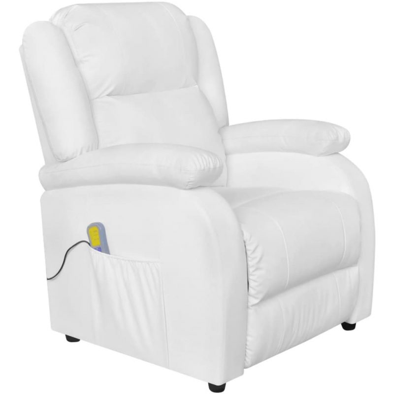 Masažna fotelja od umjetne kože bijela