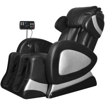Masažna fotelja od umjetne kože crna sa ekranom