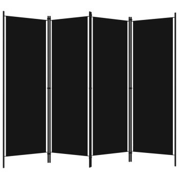 Sobna pregrada s 4 panela crna 200 x 180 cm
