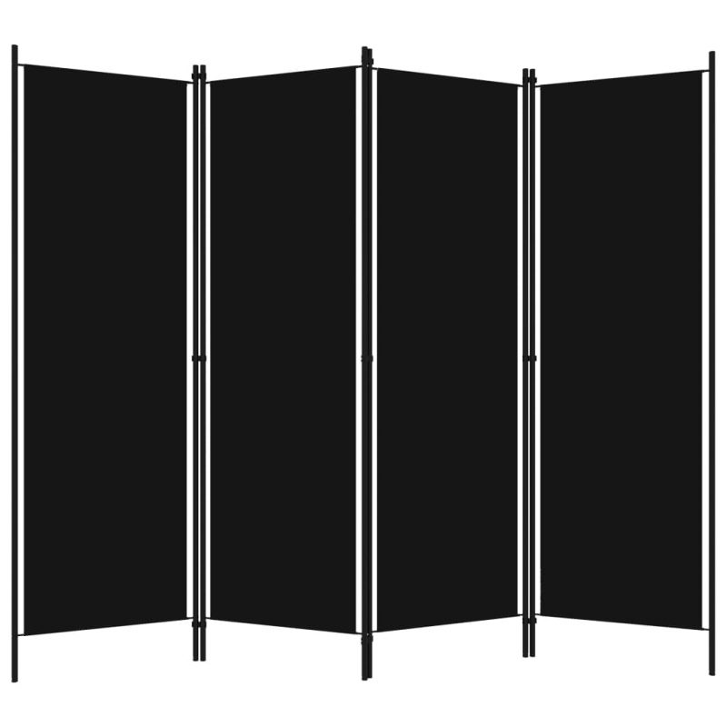 Sobna pregrada s 4 panela crna 200 x 180 cm