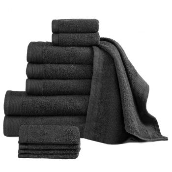 12-dijelni set ručnika pamučni 450 gsm crni