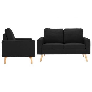 2-dijelni set sofa od tkanine crni