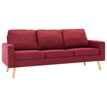 2-dijelni set sofa od tkanine crvena boja vina