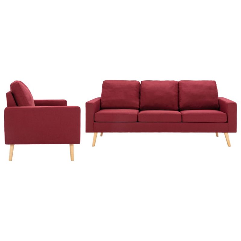 2-dijelni set sofa od tkanine crvena boja vina