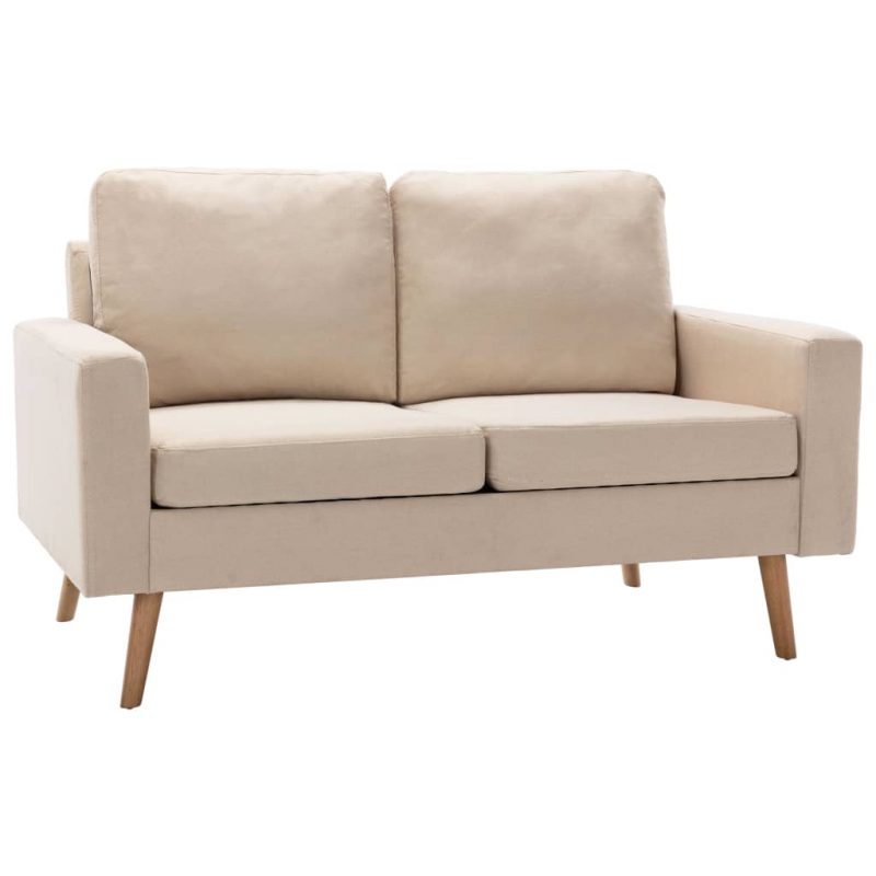 2-dijelni set sofa od tkanine krem