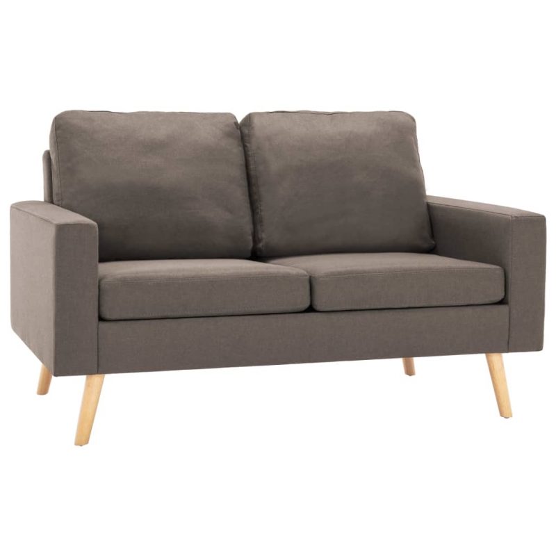 2-dijelni set sofa od tkanine smeđe-sivi