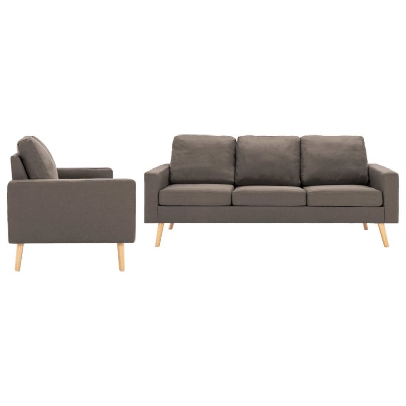 2-dijelni set sofa od tkanine smeđe-sivi