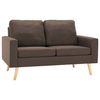 2-dijelni set sofa od tkanine smeđi