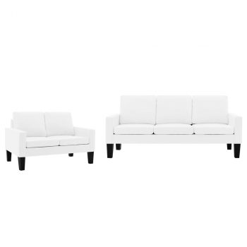 2-dijelni set sofa od umjetne kože bijeli