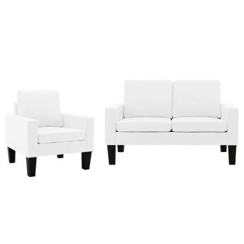 2-dijelni set sofa od umjetne kože bijeli