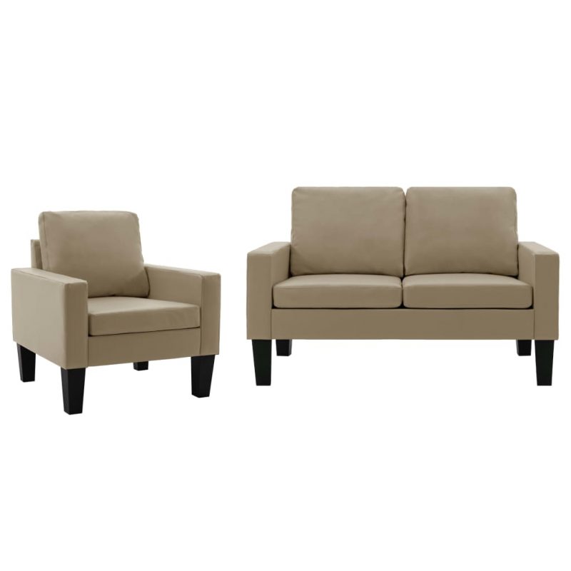 2-dijelni set sofa od umjetne kože boja cappuccina