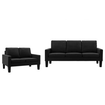 2-dijelni set sofa od umjetne kože crni