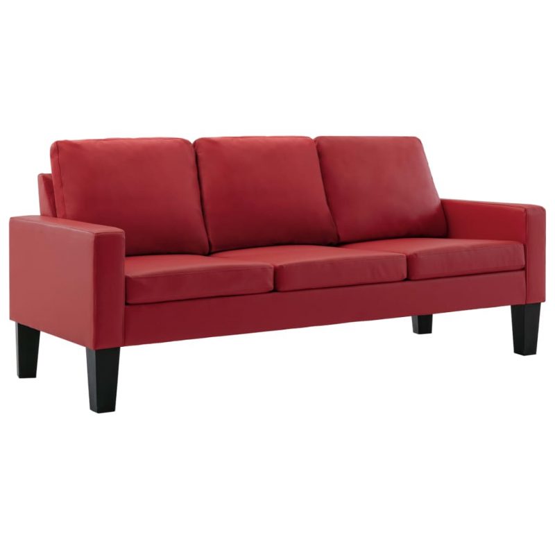 2-dijelni set sofa od umjetne kože crveni
