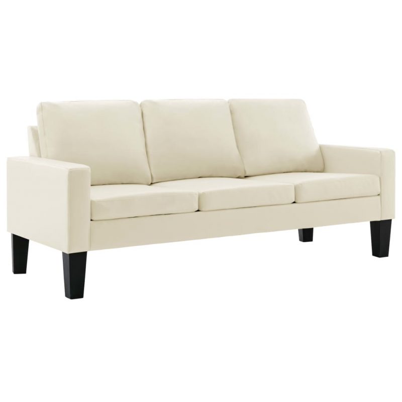 2-dijelni set sofa od umjetne kože krem