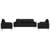 3-dijelni set sofa od tkanine crni