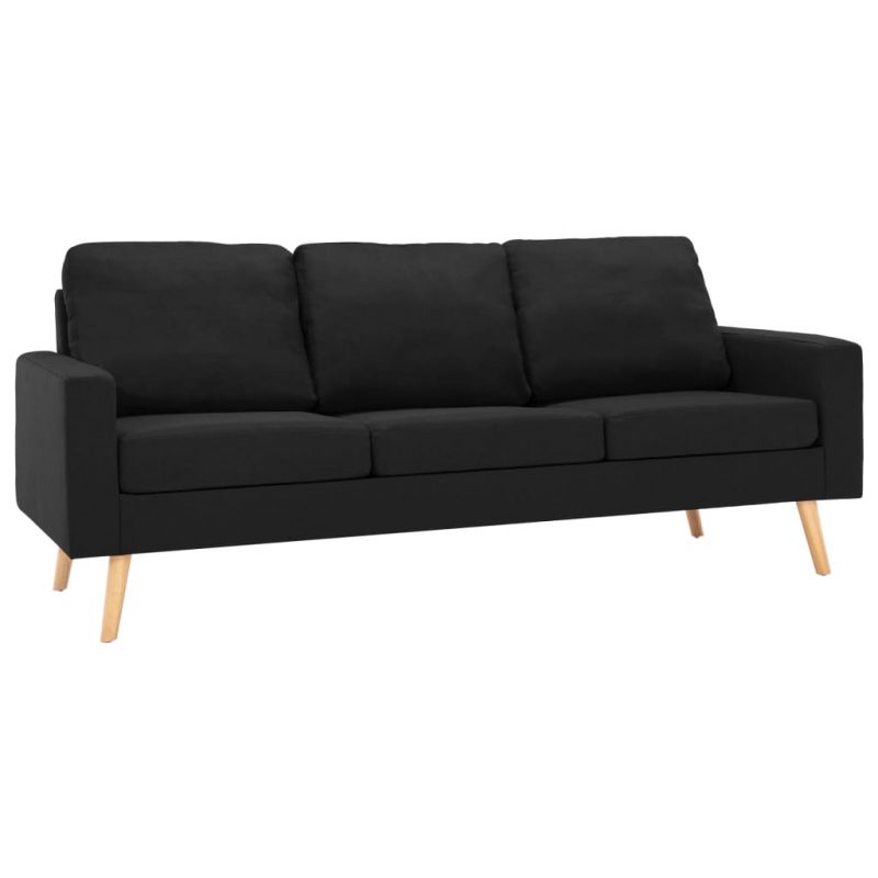 3-dijelni set sofa od tkanine crni