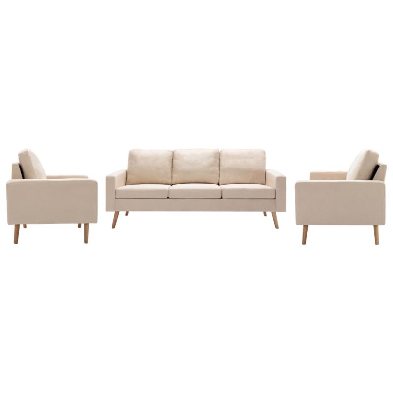 3-dijelni set sofa od tkanine krem