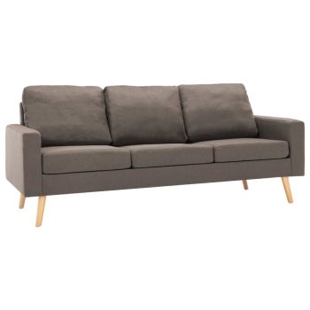 3-dijelni set sofa od tkanine smeđe-sivi