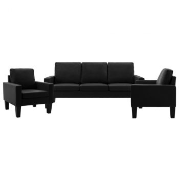 3-dijelni set sofa od umjetne kože crni