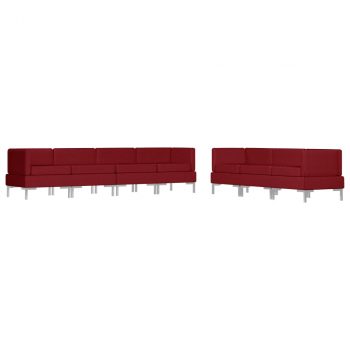 7-dijelni set sofa od tkanine crvena boja vina