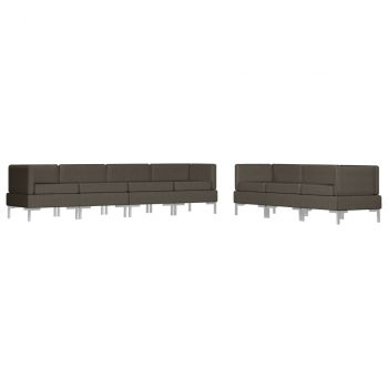 7-dijelni set sofa od tkanine smeđe-sivi