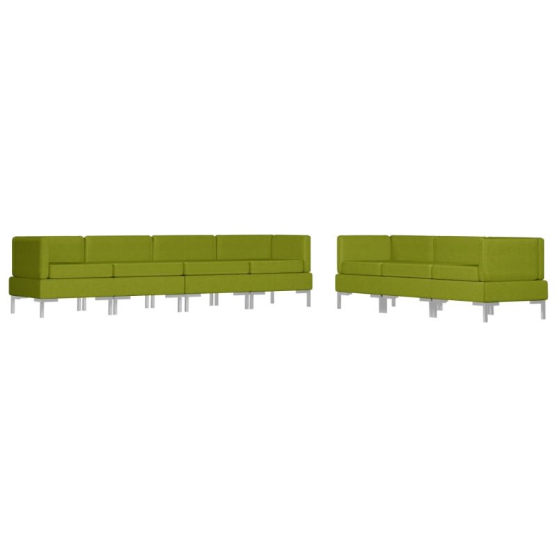 7-dijelni set sofa od tkanine zeleni