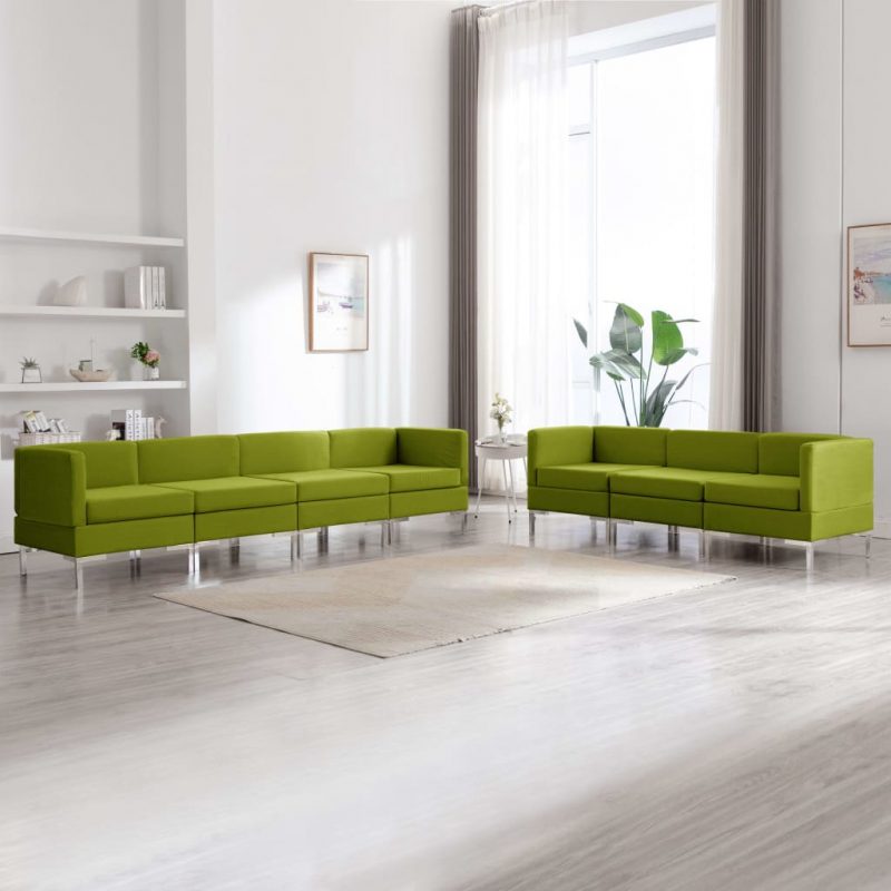 7-dijelni set sofa od tkanine zeleni
