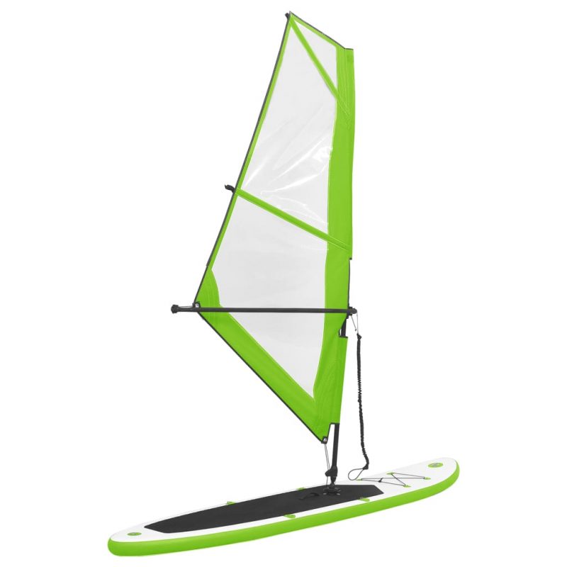 Daska za veslanje stojeći na napuhavanje s jedrom zeleno-bijela