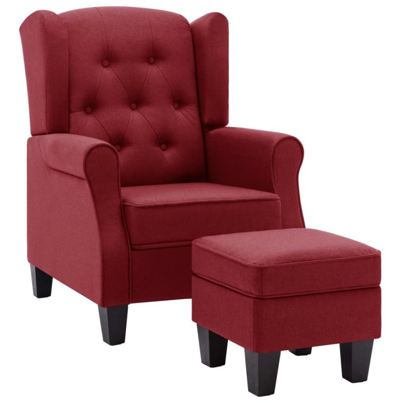 Fotelja od tkanine s tabureom crvena boja vina