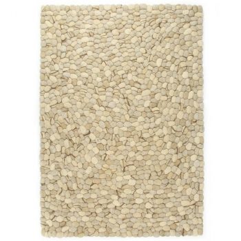 Tepih s kamenčićima od vunenog filca 140x200 cm bež/sivi/smeđi