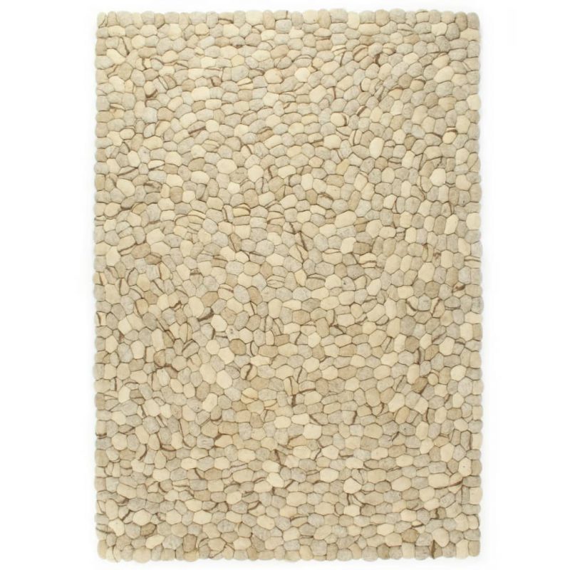 Tepih s kamenčićima od vunenog filca 160x230 cm bež/sivi/smeđi