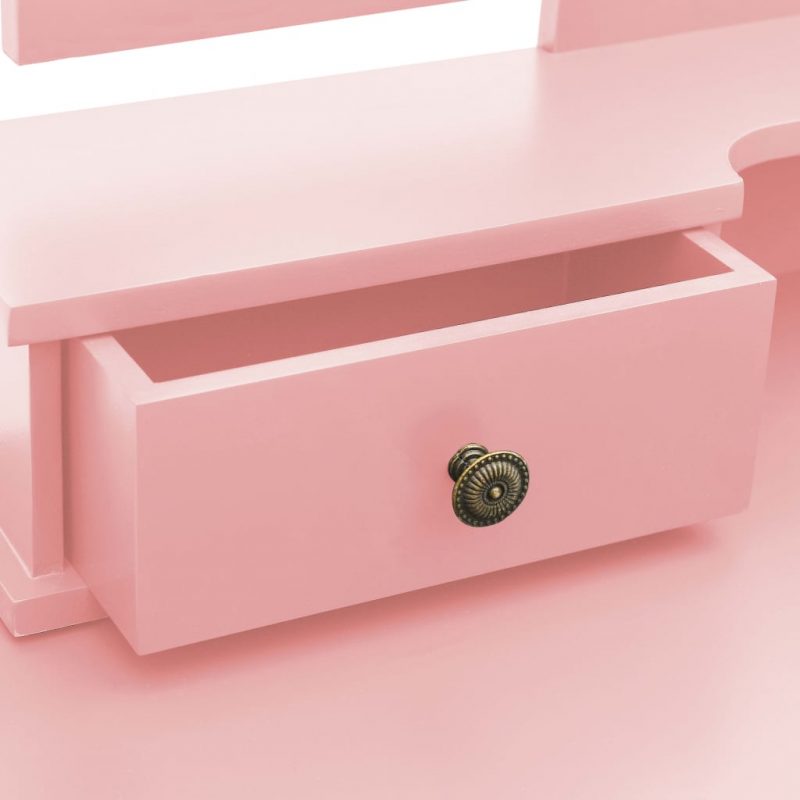 Toaletni stolić sa stolcem rozi 100x40x146 cm drvo paulovnije