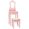 Toaletni stolić sa stolcem rozi 50x59x136 cm drvo paulovnije