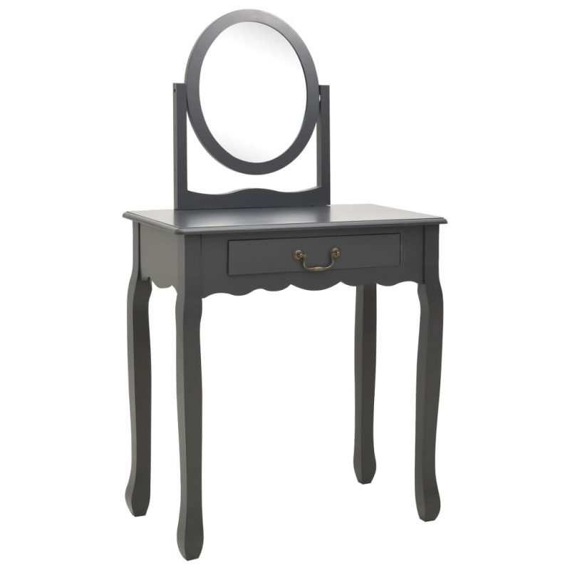 Toaletni stolić sa stolcem sivi 65x36x128 cm paulovnija i MDF