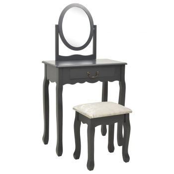Toaletni stolić sa stolcem sivi 65x36x128 cm paulovnija i MDF