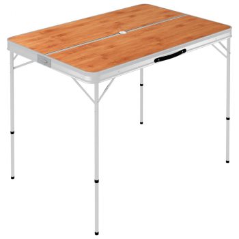 Sklopivi stol za kampiranje s 2 klupe aluminijski smeđi