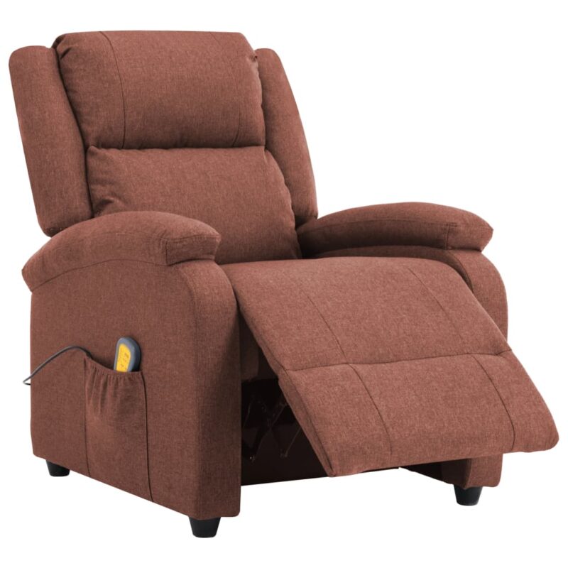 Električna masažna fotelja od tkanine smeđa