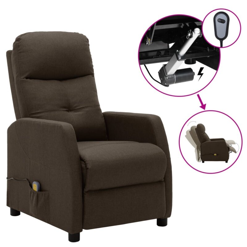 Električna masažna fotelja od tkanine smeđa