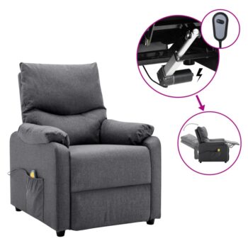 Električna masažna fotelja od tkanine tamnosiva