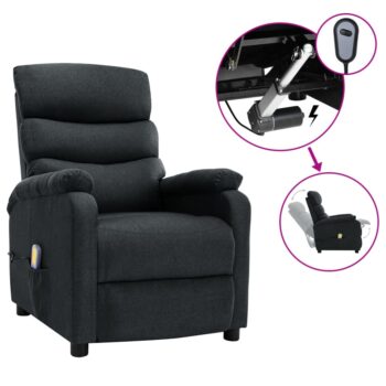 Električna masažna fotelja od tkanine tamnosiva