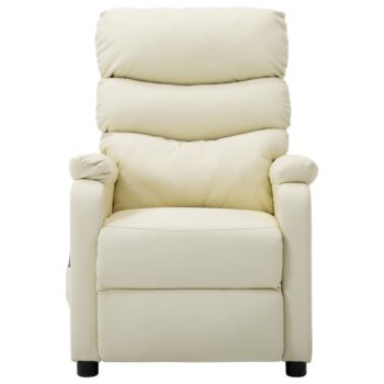 Električna masažna fotelja od umjetne kože krem